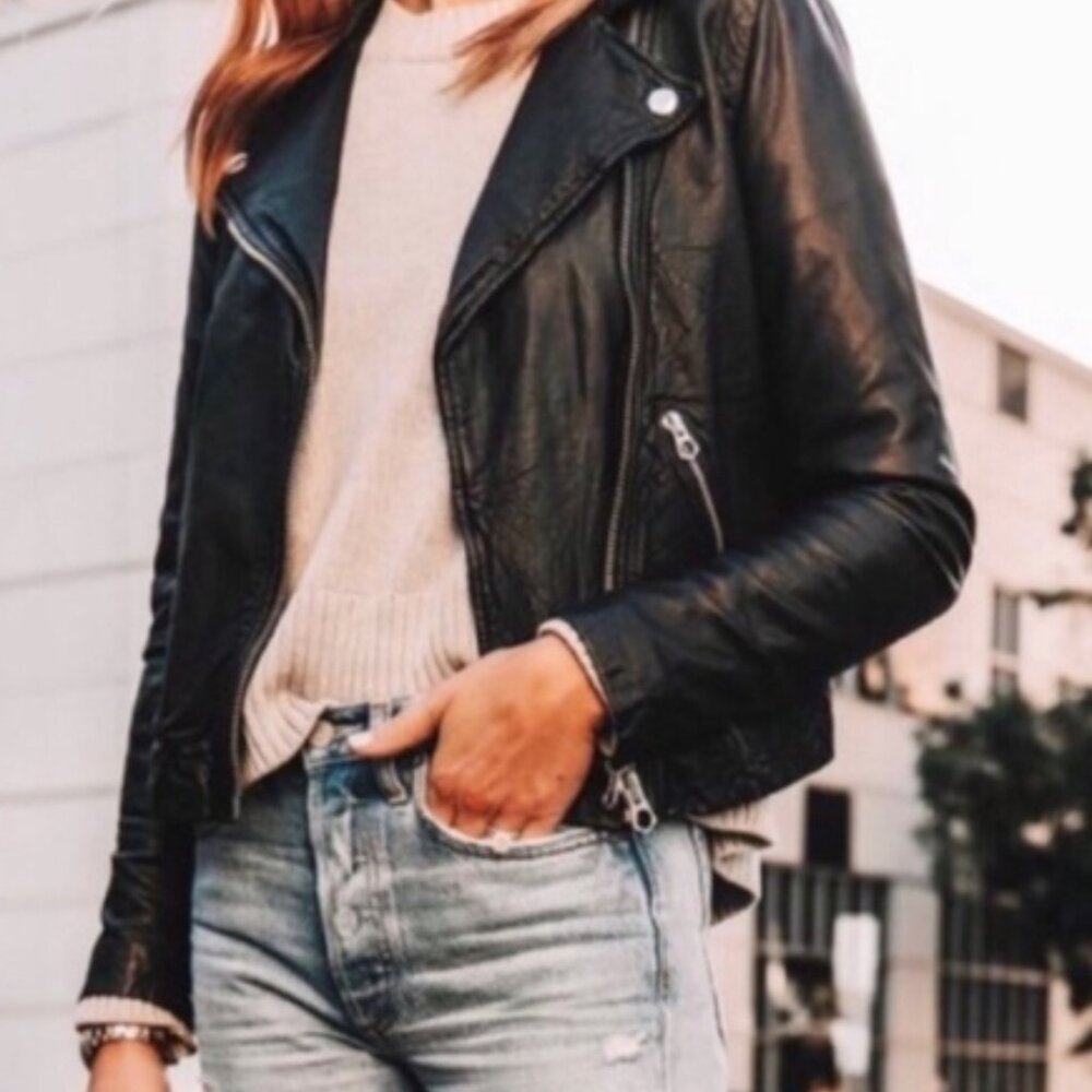 ELODIE vegan leather moto jacket classic black